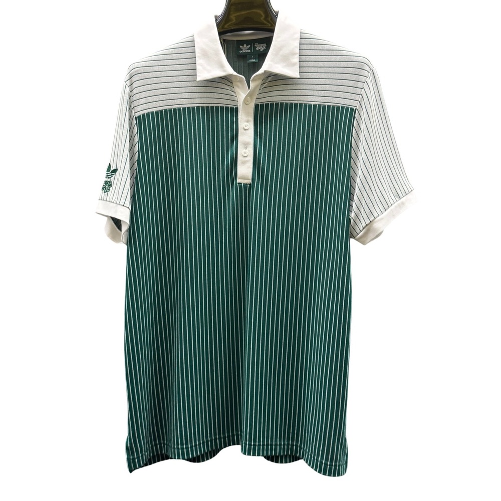 Adidas x Bogey Boys Striped Polo Shirt Green White Men Large IL9294